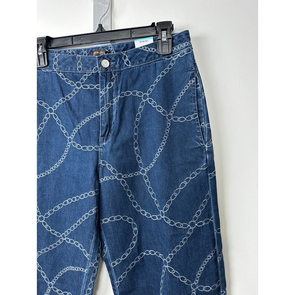 NEW J. McLaughlin Jeans Bashford All-over Chains WIDE LEG 6 Trousers Pants A31 - Picture 3 of 8